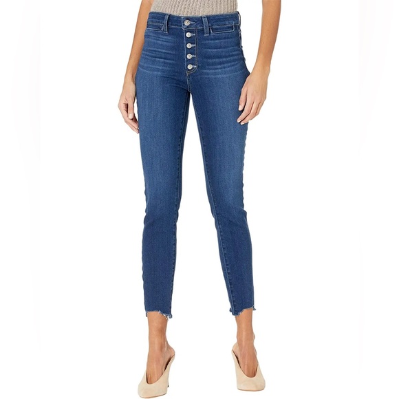 PAIGE Jeans HOXTON ANKLE EXPOSED BUTTON FLY WITH RAW CHEWED HEM - Picture 2 of 5